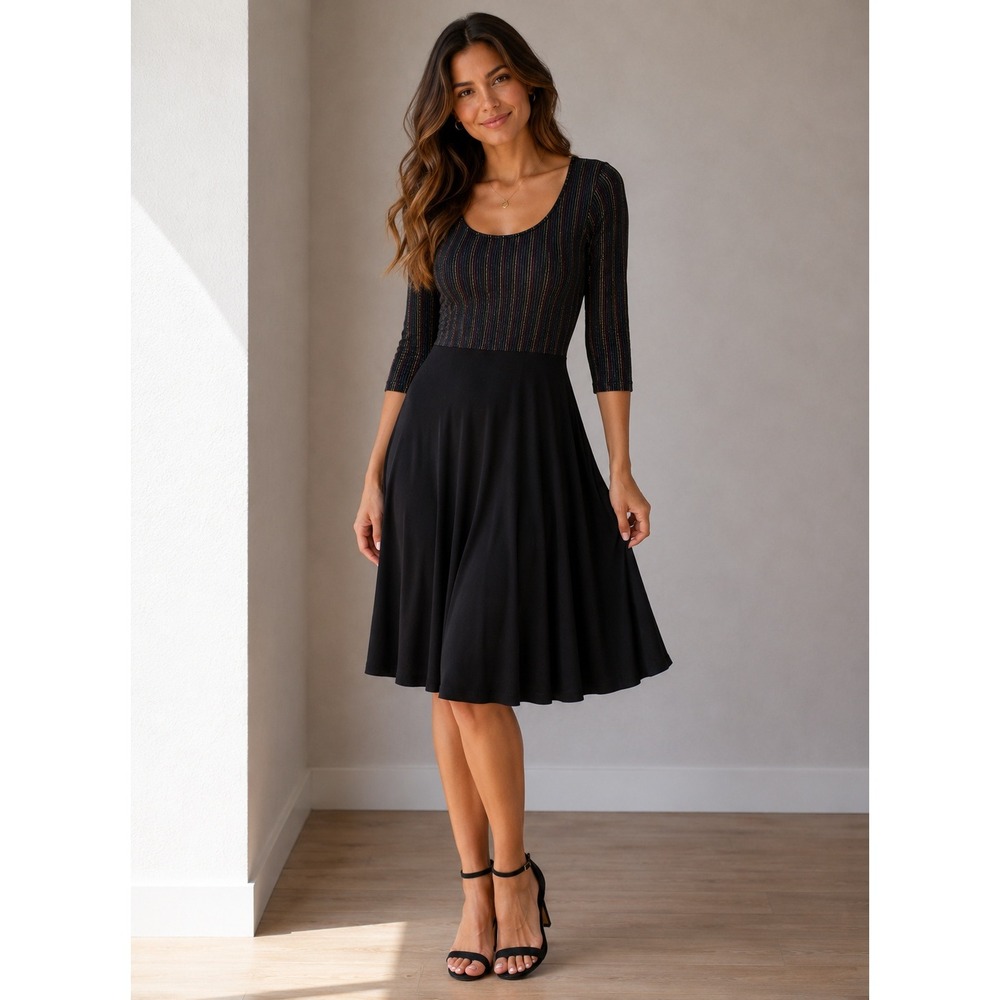 Melissa Masse Rainbow Tinsel Scoop Neck Dress Wedding Guest Preppy Cocktail Chic